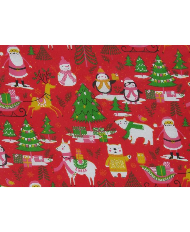 Santa Home Polycotton Print, Red