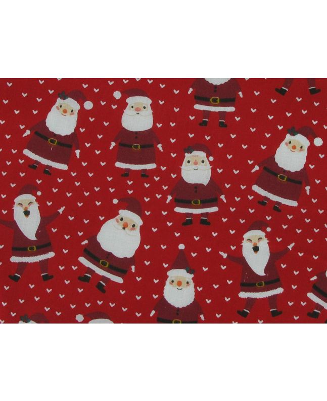 Santa Smiles Christmas Polycotton, Red