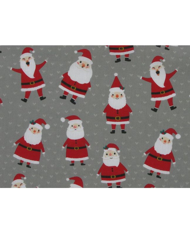 Santa Smiles Christmas Polycotton, Silver