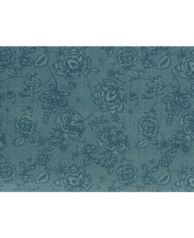 Scales Rose Cotton Print, Teal