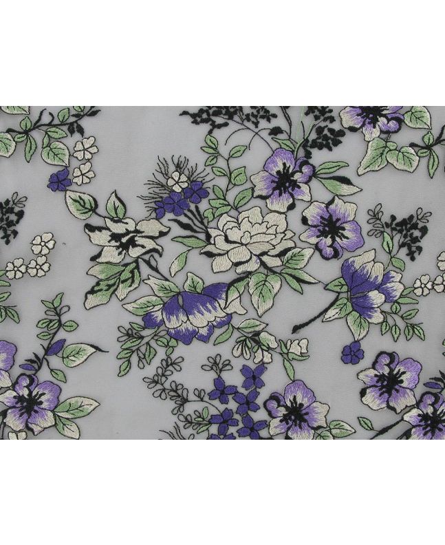 Scalloped Edge Embroidered Floral Tulle