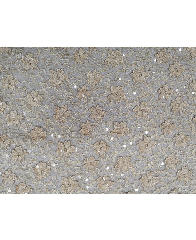 Scalloped Edge Floral Sequin Lace, Cream