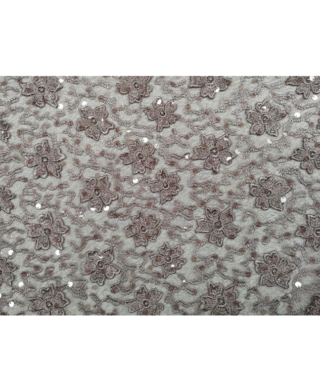 Scalloped Edge Floral Sequin Lace, Heather