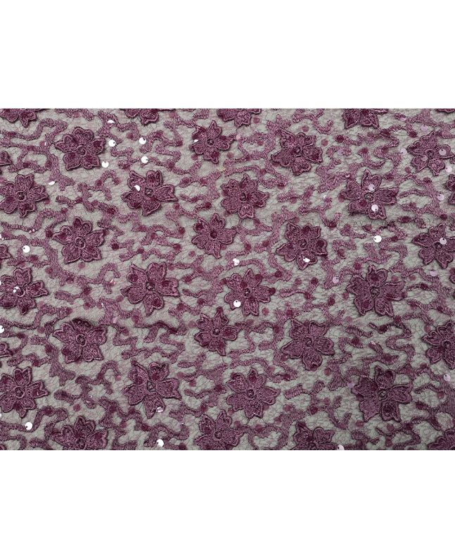 Scalloped Edge Floral Sequin Lace, Orchid