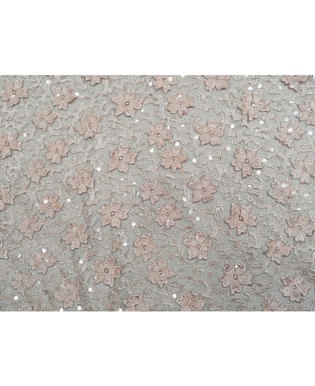 Scalloped Edge Floral Sequin Lace, Pink