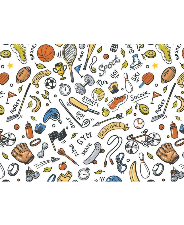 School Days Doodle Cotton Print, Sport