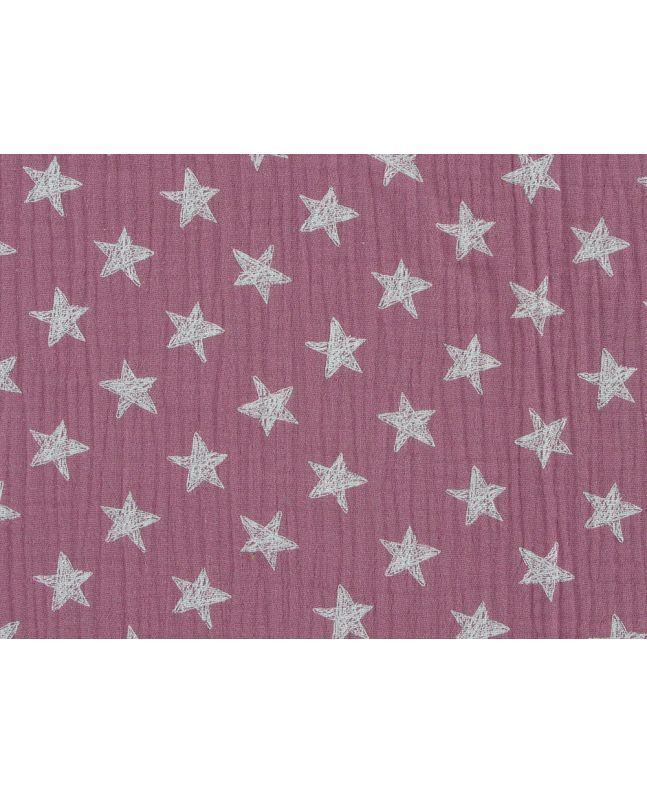 Scribble Star Printed Double Gauze, Pink