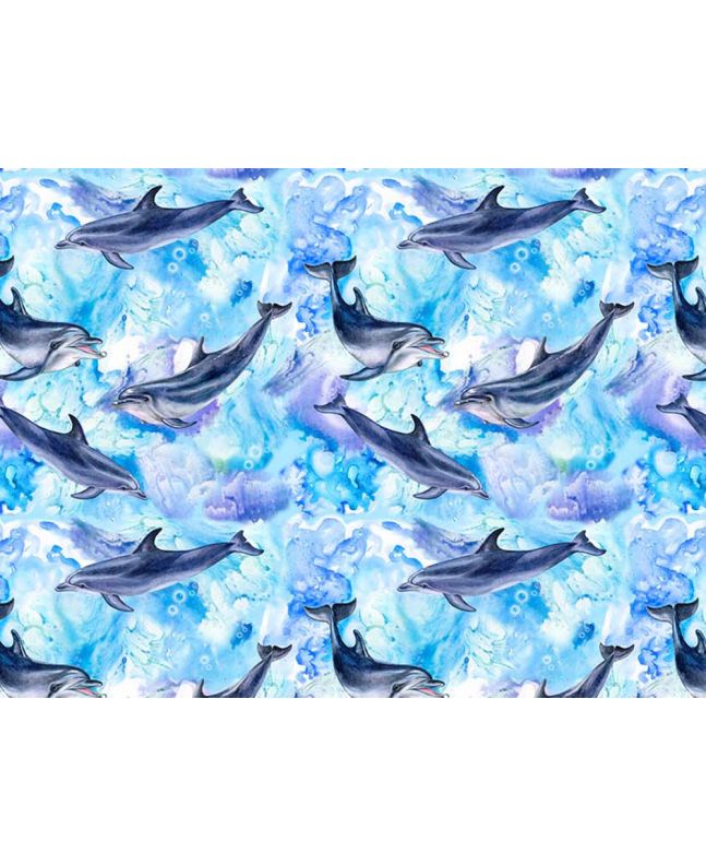 Sealife Cotton Print, Dolphins