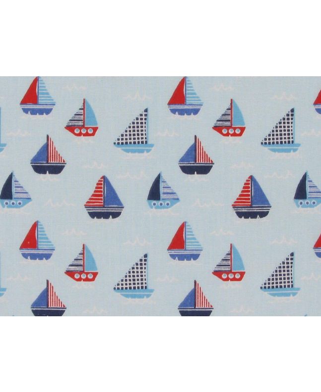 Setting Sail Polycotton Print, Sky