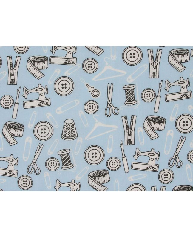 Sewing Studio Polycotton Print, Sky