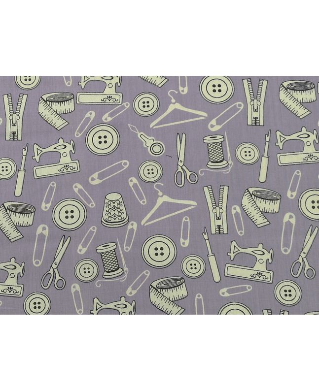 Sewing Studio Polycotton Print, Violet