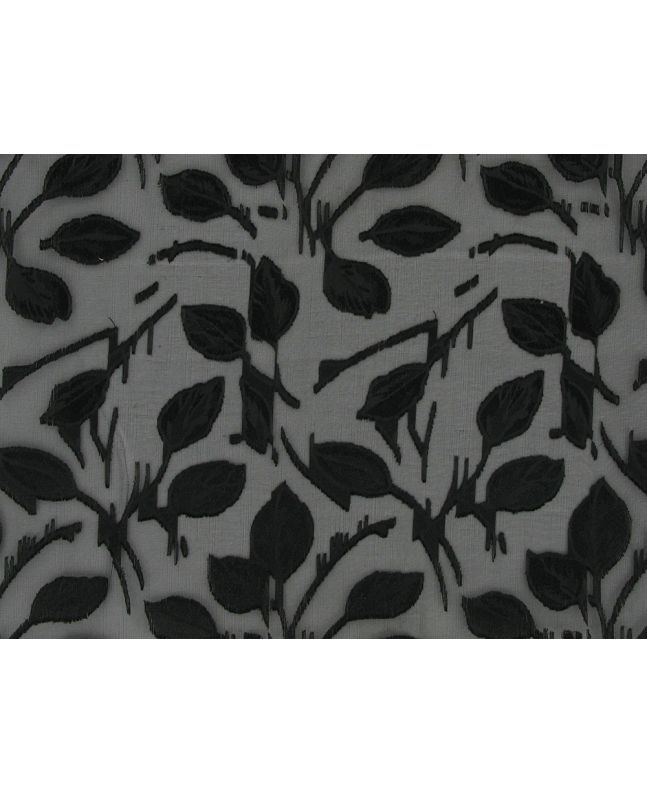 Shadow Leaf Embroidered Organza, Black