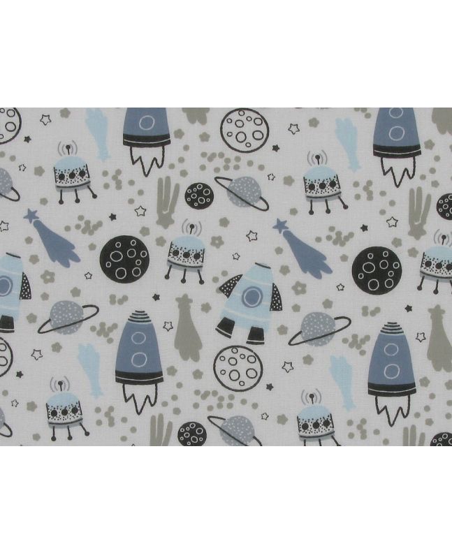 Shooting Star Rocket Polycotton Print, Ivory