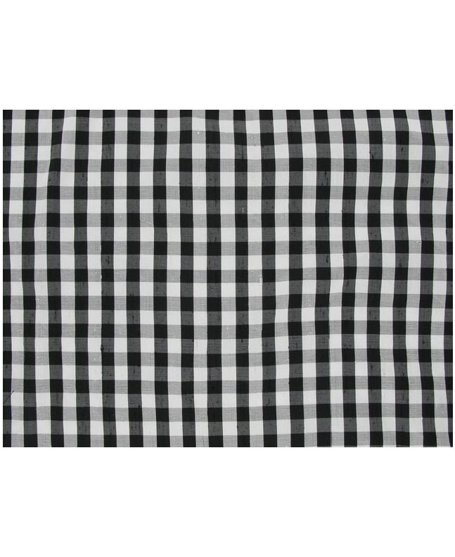 Silk Dupion Plaids Tartan - Black and White