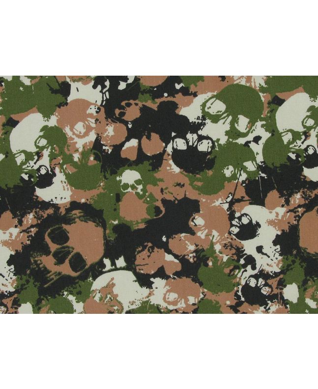 Skull Camoflauge Cotton Poplin Print, Jungle