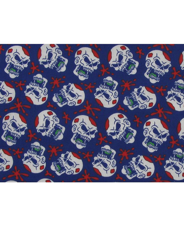Skull Splat Polycotton Print, Navy