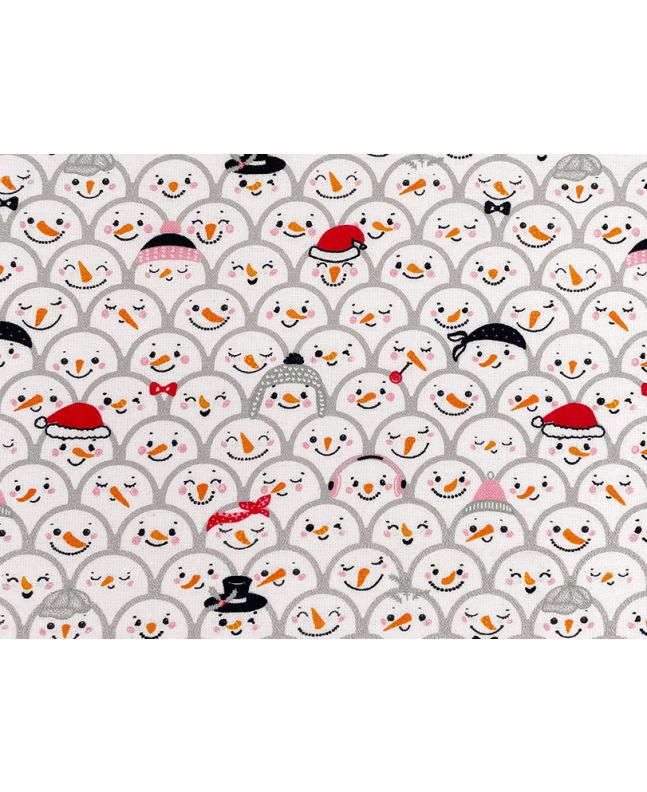 Smiling Snowmen Cotton Print