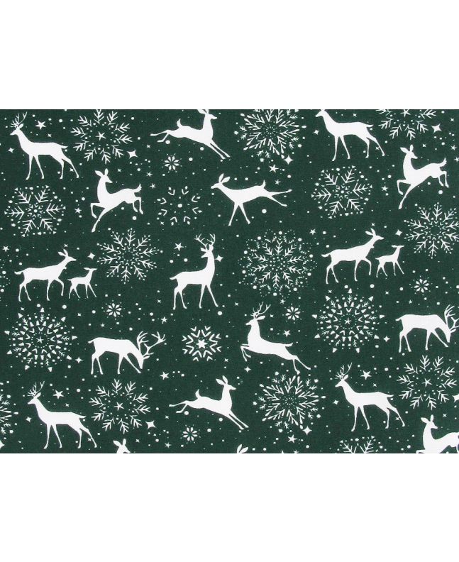 Snowflake Reindeer Polycotton Print, Green