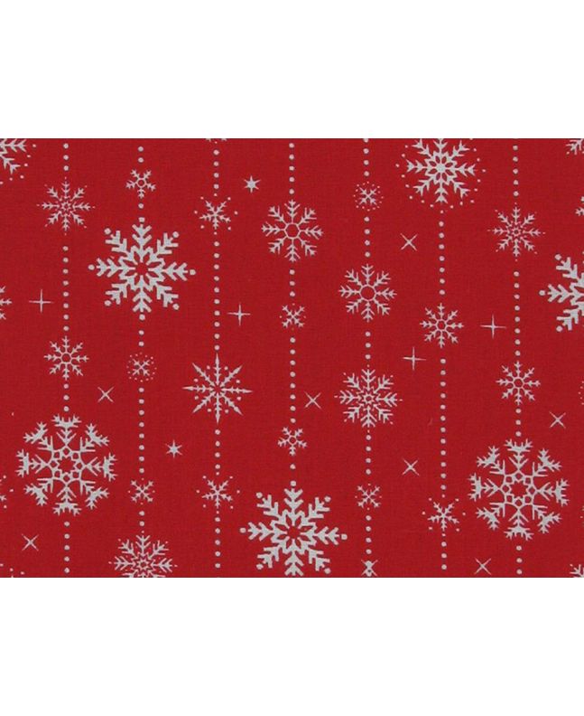 Snowflake Stripe Polycotton Print, Red
