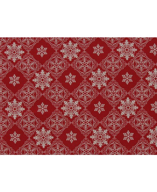Snowflake Tiles Cotton Poplin Print, Red