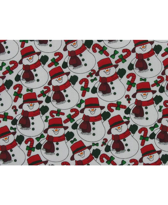 Snowman Wave Polycotton Print, White