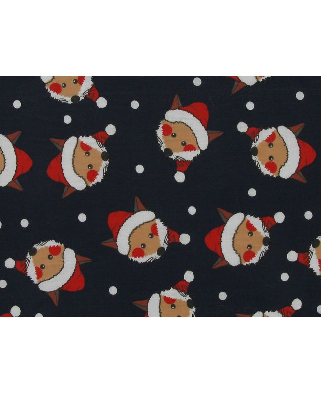 Snowy Fox Hats Polycotton Print, Navy