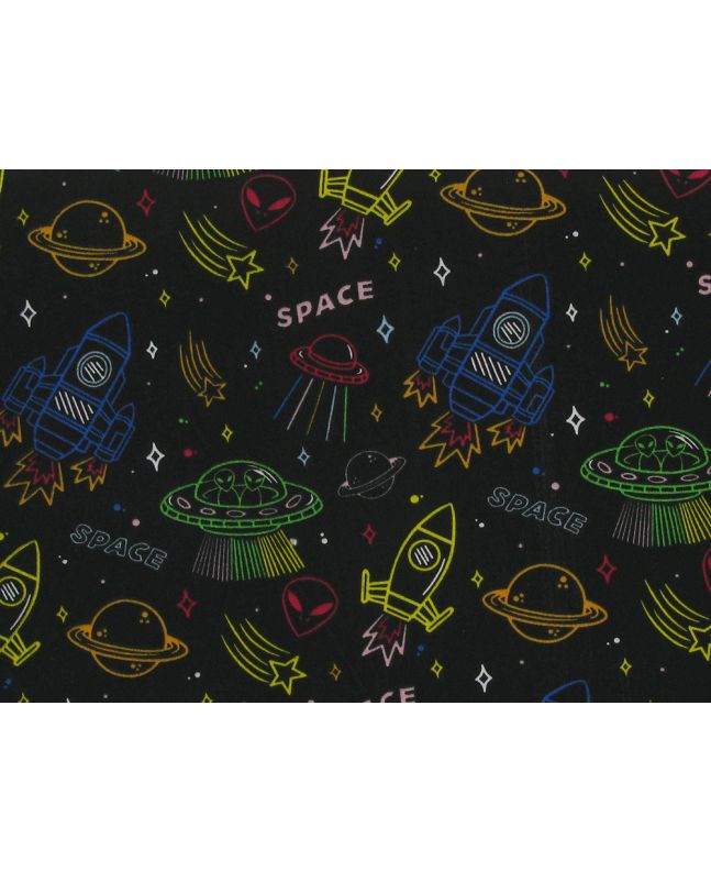 Space Jam Polycotton Print, Black