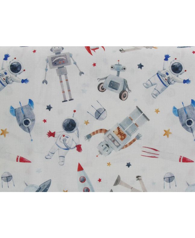 Space Robots Digital Cotton Print