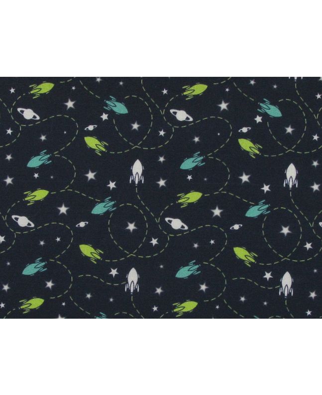 Space Rocket Ramble Cotton Print