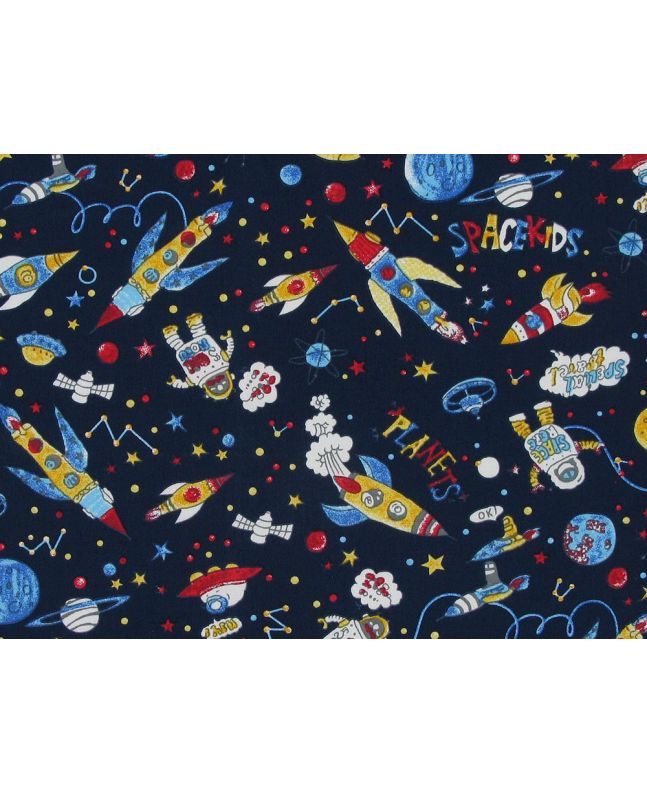 Spacekids Cotton Poplin Print, Navy