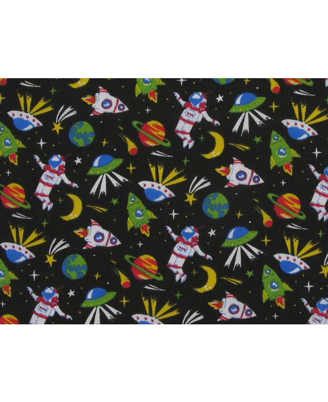 Spaceman Odyssey Polycotton Print, Black