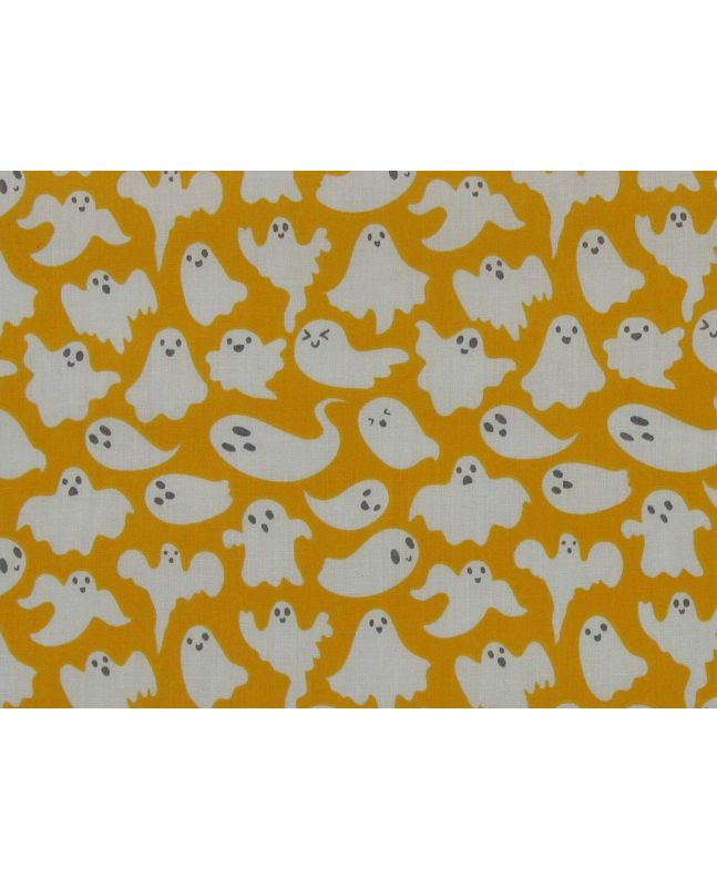 Spooky Ghosts Polycotton Print, Light Orange