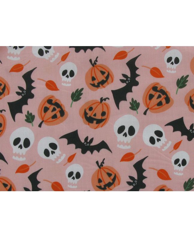 Spooky Halloween Polycotton Print, Peach