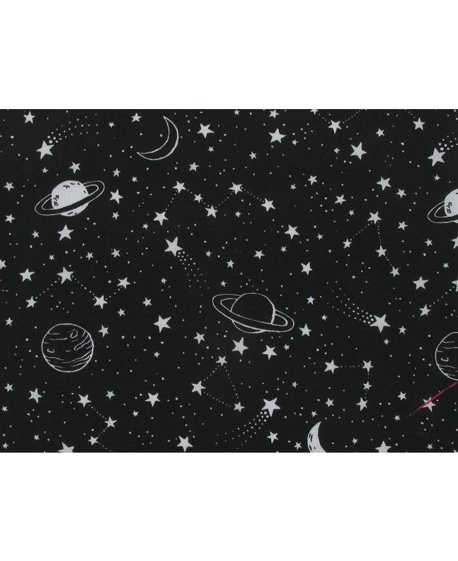 Stars and Planets Polycotton Print, Black