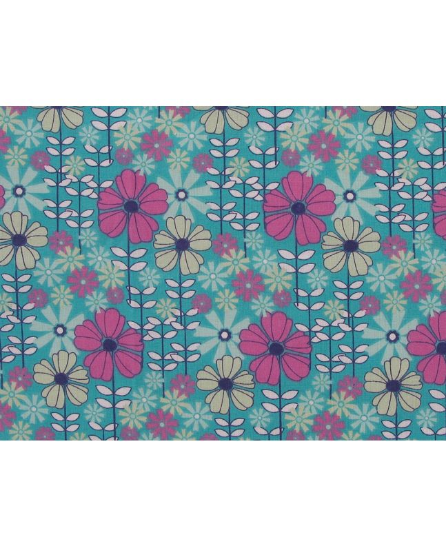 Stem Garden Cotton Print, Turquoise