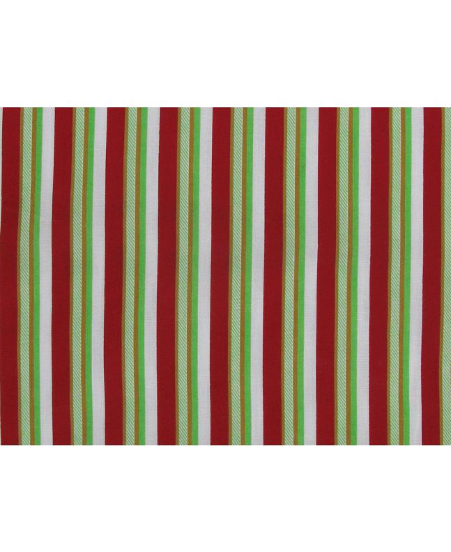 Striped Polycotton, Red and Green