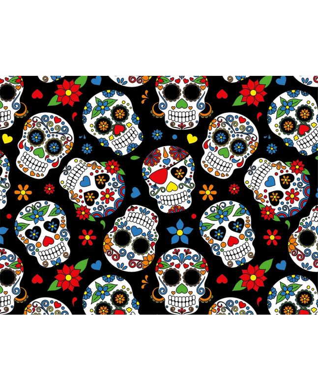 Sugar Skull Cotton Jersey, Black