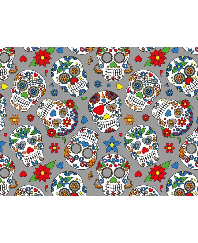 Sugar Skull Cotton Jersey, Silver