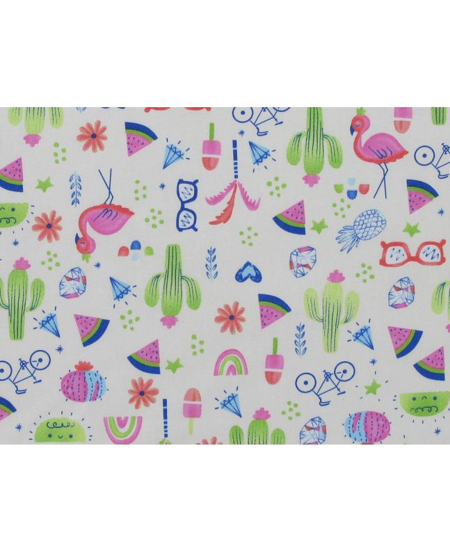 Summer Icons Cotton Poplin Print, Ivory