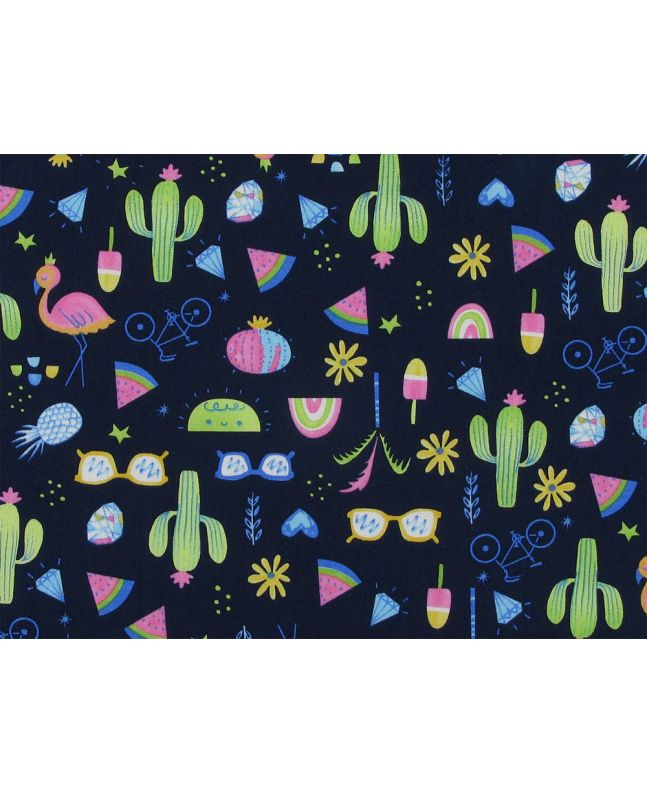 Summer Icons Cotton Poplin Print, Navy