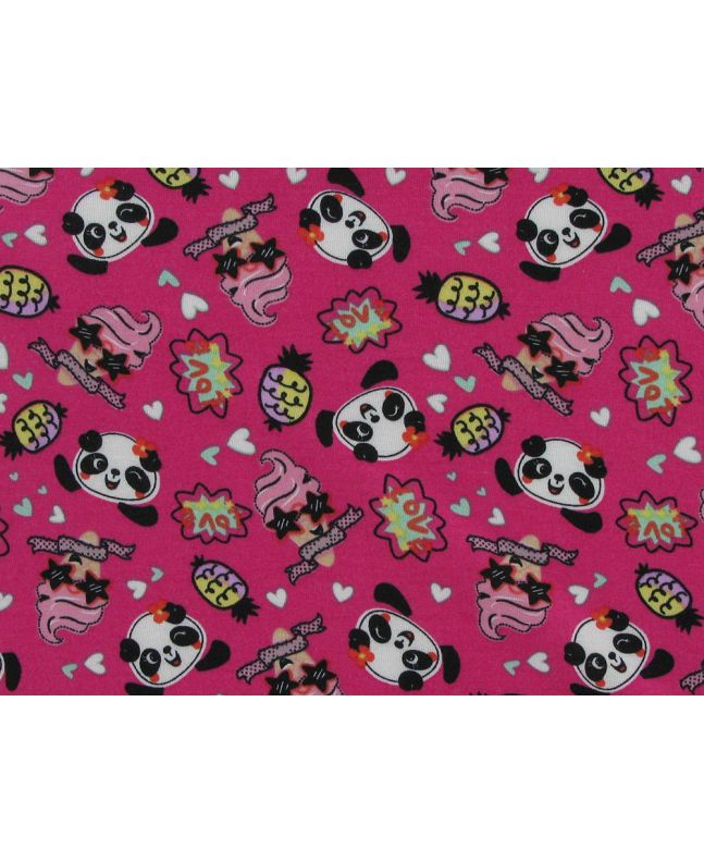 Summer Panda Polyester Jersey, Cerise