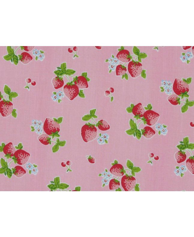Summer Strawberry Polycotton Print, Pink
