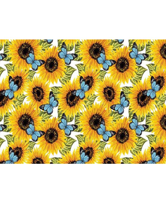 Sunflower Butterflies Cotton Print