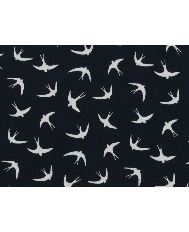 Swooping Swallows Cotton Poplin Print, Navy
