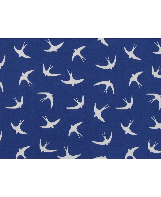 Swooping Swallows Cotton Poplin Print, Royal