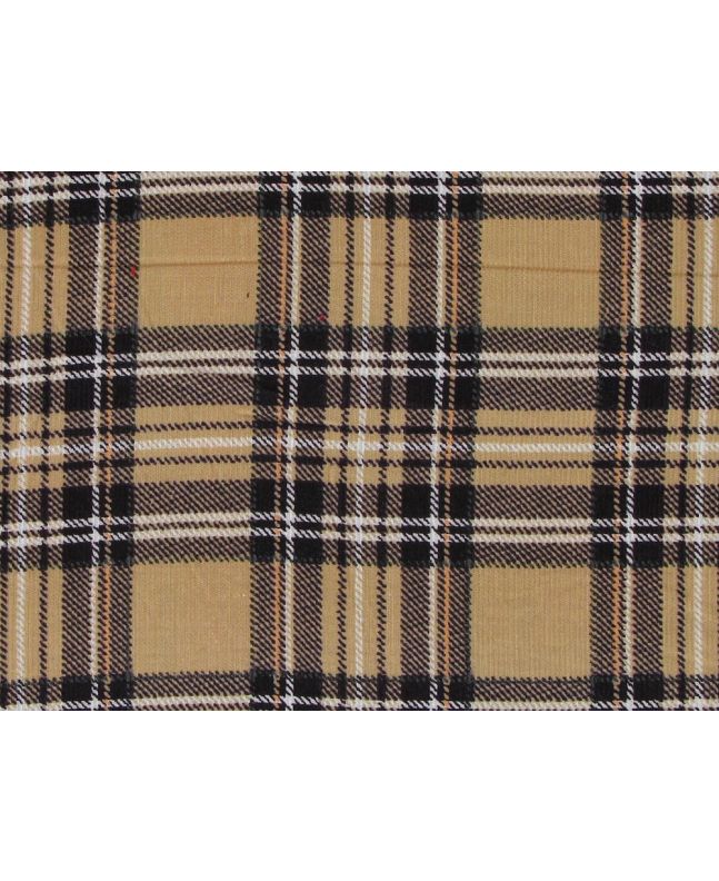 Tartan Printed Cotton Corduroy, Beige