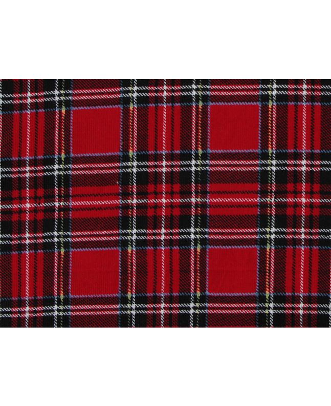 Tartan Printed Cotton Corduroy, Red