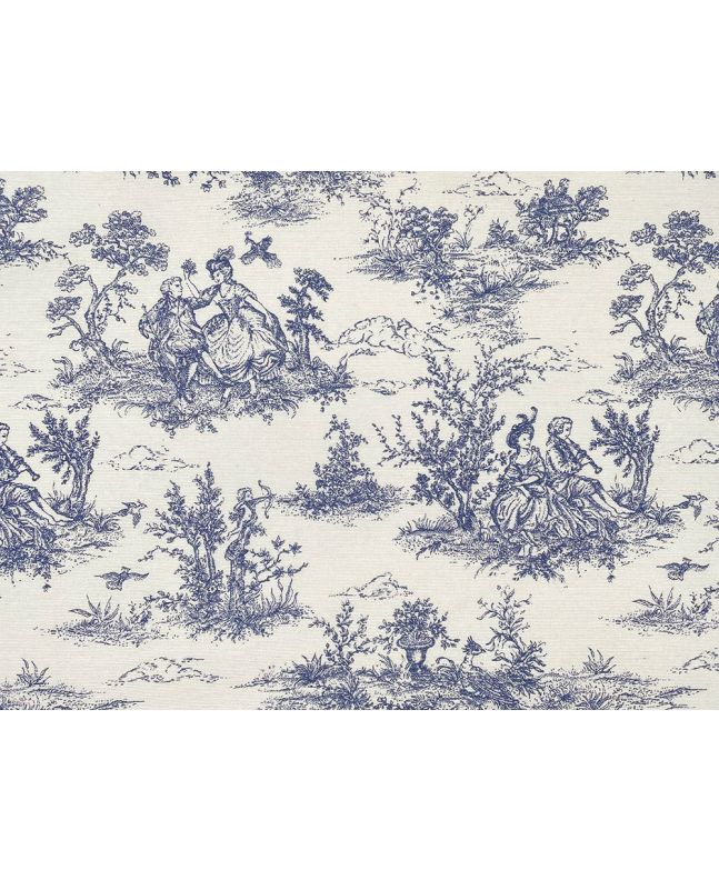 Toile de Jouy Cotton Rich Panama Canvas, Navy