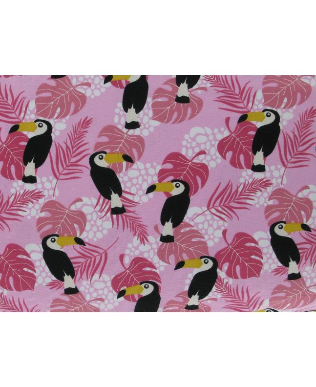 Toucan Palm Jersey Print, Pink