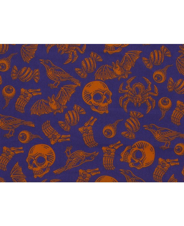 Trick or Treat Halloween Polycotton Print, Purple